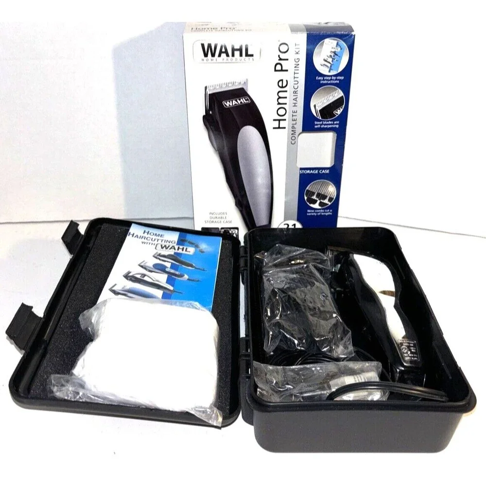 Wahl Home Pro Complete Haircutting Clippers Kit 21 Pieces & Hard Case Self-Sharp